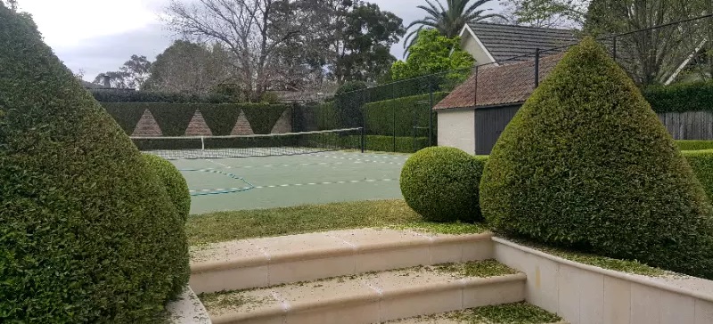 Greenway Gardens tennis court topiary